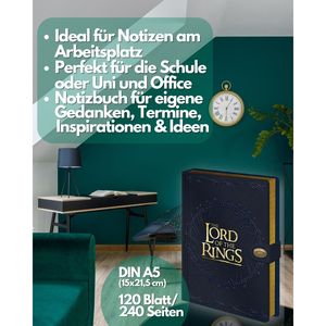 Carnet de croquis premium Le Seigneur des Anneaux, format DIN A5, couverture en cuir, reliure en aluminium, spirale, cadeau, formats A6, A7, A4, boîte emballée - Product Image 2