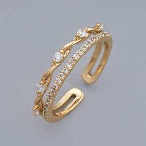 Bague géométrique en acier inoxydable plaqué or de style coréen pour offrir en cadeau - Product Image 1