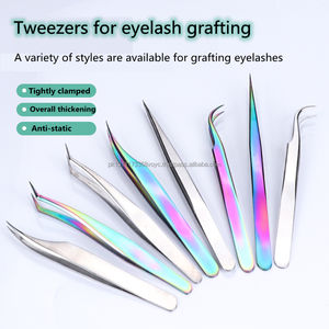 Outil de levage de cils en or avec logo personnalisé, pincettes d'extension de cils en acier inoxydable, pincettes à poignée en diamant pour cils - Product Image 6