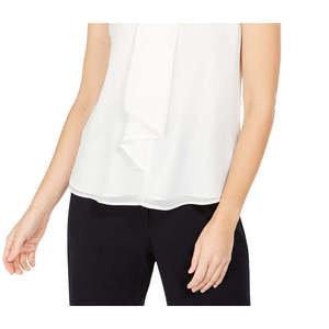 Camicetta Senza Maniche con Collo a Fiocco Calvin Klein da Donna XL, Top in Chiffon Extra Large per Ufficio, Maglietta Lunga Primavera/Estate - Product Image 3