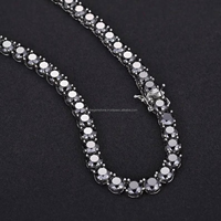 Nouveau 2024 Populaire Hiphop Fine Jewelry 6mm Glacé Noir Diamants VVS Moissanite 925 Argent Or Fiançailles Tennis Chaîne Collier