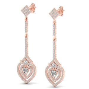 Boucles d'oreilles pendantes en diamant de laboratoire CVD taille cœur de 1,3 carat, vente directe d'usine REYES, en or massif 14 carats, bijoux de mariage et de mariée - Product Image 5