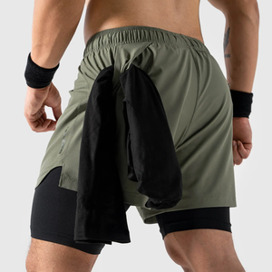 Bermuda OEM décontracté à 2 couches à taille moyenne pour hommes, fermeture élastique multifonction avec motif solide - Product Image 4