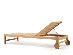 Chaise longue moderne en bois pour hôtel Lit en teck naturel Chaise longue rembourrée Meubles pour jardin Villa Chambre à coucher Salon - Product Image 5