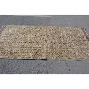 Tapis traditionnel en laine beige marron 4x8 pieds Patchwork de style classique turc vintage pour décorations de vie Latex pour couloir chevet - Product Image 3