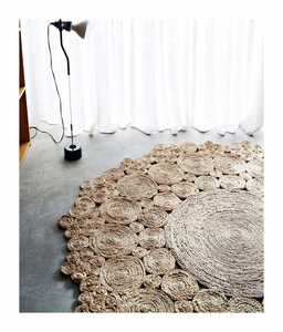 Elegante alfombra de yute hecha a mano rectangular con técnica de tejido plano de altura de pila de felpa antideslizante de Color sólido para uso doméstico y comercial - Product Image 3