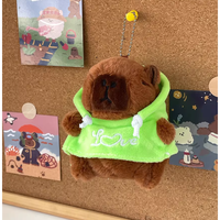 Porte-clés en peluche Capybara Vert, Rembourrage en coton PP, 11CM-30CM, 45.359g, Design Unique et Mignon, Organisation des clés, Unisexe, Tous âges