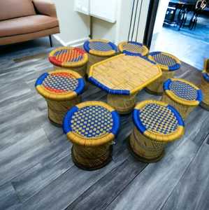 Conjunto otomano de silla de ratán de bambú Natural antiguo elegante, muebles de restaurante para uso en Hotel, hogar y oficina - Product Image 3