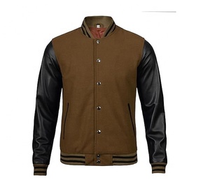 Nouveau style de mode veste universitaire en laine à manches en cuir Logo personnalisé collège collège Baseballjacket pour hommes livraison DDP - Product Image 1