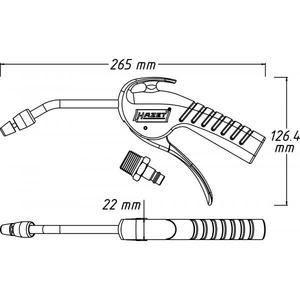 Pistolet à air comprimé Hazet 100 mm avec buse Venturi et tuyau coudé pour pulvérisation d'air - Product Image 2