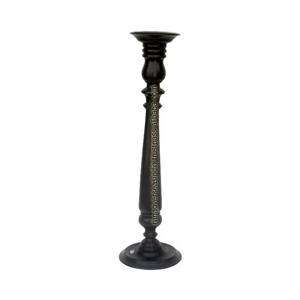 High Quality Wooden Hand Carved Decorative <b>Black</b> <b>Candle</b> <b>Holder</b> Stand Perfect for Wedding Home Table Centerpiece - Product Image 3