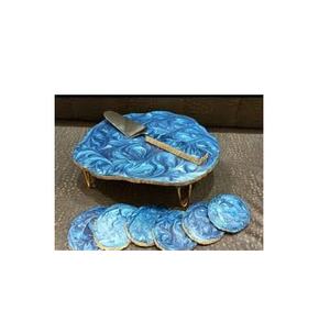 Support à gâteau en résine bleu ciel avec couteau et caboteur Taille personnalisée Prix économique-Outils à gâteaux - Product Image 3