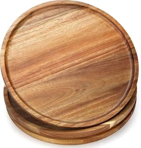 Placa de cargador redonda de madera de acacia a prueba de fugas segura para alimentos ecológicos para regalos desayuno almuerzo cena al por mayor - Product Image 4