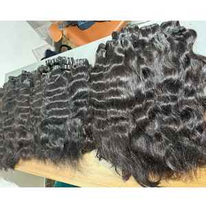 A granel 100% extensiones de cabello humano natural sin procesar pelucas estilo indio encaje recto onda Natural modelo al por mayor indio crudo - Product Image 1