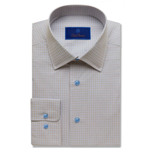 เสื้อเชิ้ตเดรสลายตารางสำหรับผู้ชาย David Donahue รุ่น Dune ไซส์ XL ผ้าฝ้าย 100% ป้องกันรอยยับ ผ้าป๊อปลินและผ้าอ๊อกซ์ฟอร์ด เสื้อเชิ้ตสำหรับธุรกิจ - Product Image 1