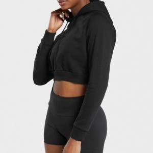 Streetwear Women's Cropped Fleece Hoodie Wholesale Custom Print Logo Long Sleeves Women Crop <b>Top</b> Hoodie Sweatshirt for Girls - Product Image 4