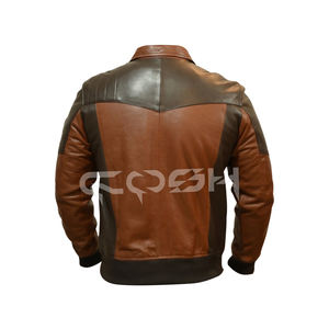 Veste en cuir véritable marron pour homme de style vintage pour moto/usage décontracté |   Veste d'aviateur d'hiver en gros - Product Image 4