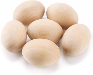 Oeufs de Pâques en bois naturel Oeufs artisanaux en bois non finis pour la décoration de peinture bricolage et les projets d'art pour enfants - Product Image 1