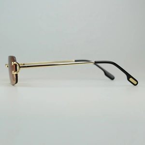 Kacamata hitam gradien Uv400 persegi, bingkai kacamata matahari tanpa bingkai bunga tidak beraturan, kacamata logam untuk pria dan wanita - Product Image 6