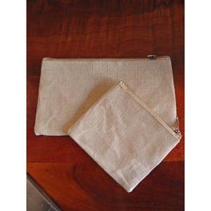 Portable <b>Mini</b> Flat Zippered Jute Blend <b>Canvas</b> Pouch - Product Image 6