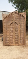 Grande Porte en Bois Rustique de Style Antique Design Elégant Grande Porte à Poteau Vintage pour Bureau à Domicile, Jardin ou Salle à Manger