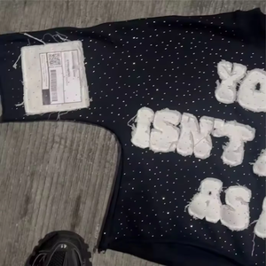 T-shirt pour homme 2026, 100% coton, T-shirt lourd, broderie usée, patch en strass, T-shirt court pour homme - Product Image 6