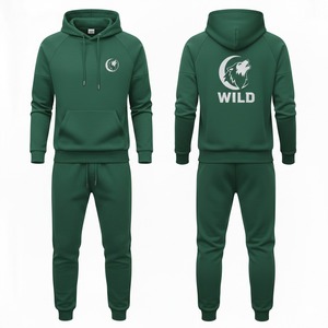 <b>Men's</b> Winter Solid Pullover Hooded Sweatshirt Tracksuit Set with <b>Jogger</b> Pants for Casual Streetwear & Active Wear - Product Image 3