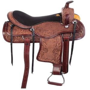 Selle d'équitation Western en cuir véritable pour Cowboys et utilisation équestre dans les événements de rodéo Trail Rides Farm Work - Product Image 1