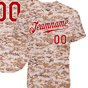 Camiseta de béisbol personalizada de camuflaje del desierto, uniforme de equipo transpirable de secado rápido, Camiseta deportiva atlética con botones y número de nombre personalizado - Product Image 5