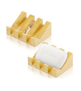 2 paquets de porte-savon en bambou avec porte-savon en bois auto-drainant pour salle de bain - Product Image 1