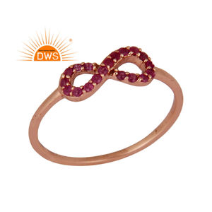 Meilleure vente Bague empilable en argent sterling plaqué or rose saphir rose naturel bague personnalisée fabricant de bijoux - Product Image 1