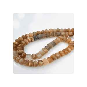 Perles Rondelle de pierre de lune pêche naturelle de qualité supérieure 8-10mm environ 8 pouces brin 100% pierres précieuses pour la fabrication de bijoux - Product Image 5