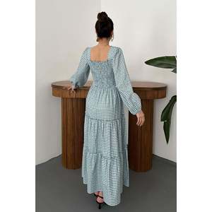Blue Plaid Smocked <b>Dress</b> - Blue - Product Image 5