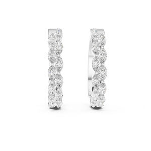 Pendientes de Aro con Diamantes Cultivados en Laboratorio de Corte Marquesa, Oro Blanco de 14K, Joyería Nupcial para Mujer, Regalo de Aniversario de Bodas Certificado de Lujo - Product Image 1