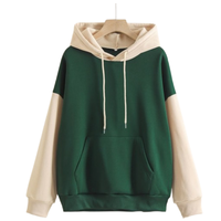 Sudadera con capucha unisex de invierno de algodón 100% prémium, extragrande, con forro polar, diseño de bloques de color con lentejuelas y lavado ácido, venta al por mayor OEM