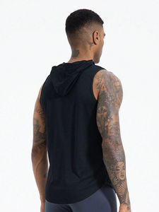Men's Hooded <b>Sleeveless</b> Fleece Zipper-Up <b>Hoodie</b> 100% Cotton Summer Casual Quick Dry & Breathable Muscle Fit - Product Image 5