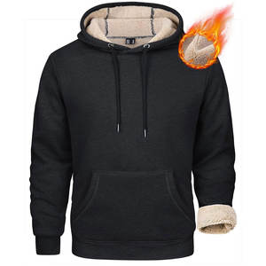 Unisex Premium 100% Cotton <b>Sherpa</b> Fleece <b>Lined</b> Pullover <b>Hoodie</b> New Design 320 GSM Sustainable Fabric Low MOQ OEM Custom Winter - Product Image 3