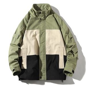 แจ็กเก็ตกันลมสองสีสีดำและสีขาวแบบยุทธวิธีแจ็กเก็ตกันลมแบบซิปสำหรับผู้ชาย - Product Image 3