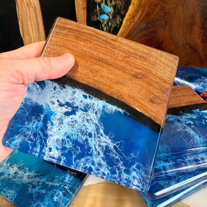 Sous-verres en résine peints à la main, écologiques et élégants, artisanat, porte-boissons pour bar, cuisine, maison, appartement, ART ARTISANAL INTIME - Product Image 5