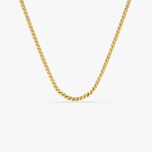 14 Karat Solid Gold Rope Chain Halskette für Frauen Custom Schmuck für Frauen Twisted Gold Chain Schmuck Großhandel vergoldete Halskette