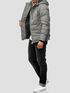 Article très vendu col montant pour homme avec capuche amovible DTF personnalisé logo imprimé vêtements décontractés d'hiver veste bouffante pour homme à fermeture éclair - Product Image 2