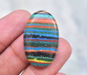 Rainbow Calsilica Gemme Rayé Arc Calsilica Lâche Cabochon pour Bijoux - Product Image 5