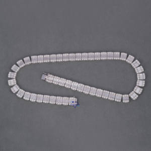 Hermosa Baguette de Hip Hop y cadena de ilusión de corte redondo elaborada en diamantes cultivados en laboratorio de oro sólido de 14 KT con claridad VVS - Product Image 5