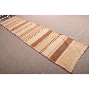 Tapis turc vintage 2,8x11,9 pi (85x362 cm), tapis oriental brun Kilim - Product Image 3