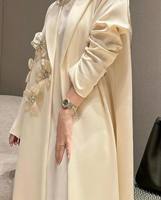 Abaya de Luxe en Soie de Dubaï à Manches Longues, Ornée de Pierres de Cristal, Infroissable, Couleur Personnalisable, Vêtement de Prière, Œuvre d'Art