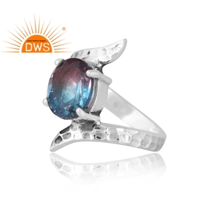 Diseño elegante Plata de ley Natural Bio Alejandrita Doublet Cuarzo Anillo de piedras preciosas Joyería personalizada para mujeres Regalo para ella - Product Image 4