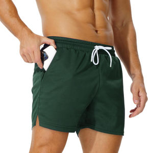 Shorts de sport en polyester respirant de haute qualité pour hommes, fabriqués en usine OEM, avec logo personnalisé, shorts de sport unis, décontractés pour la course à pied - Product Image 1