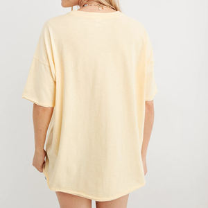 เสื้อยืดคอกลมสำหรับผู้หญิงเสื้อแขนสั้นลำลองสวมใส่สบายปรับแต่งได้สีพื้น - Product Image 6