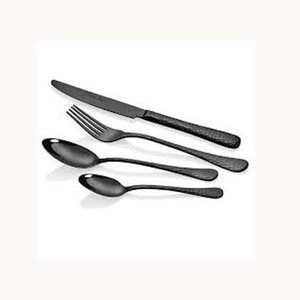 Couverts de Restaurant plaqués noirs ensemble de couverts réutilisables fait à la main populaire couteau occidental fourchette cuillère martelé comme poignée - Product Image 1