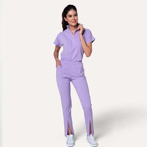 Tenues de travail unisexes pour le personnel hospitalier, design de couleur unique, uniformes de blouses d'infirmière, tricot en spandex/polyester pour femmes, veste supérieure - Product Image 3